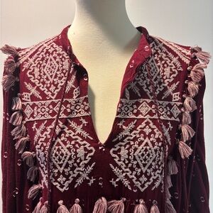 Zara Maroon Embroidered Dress